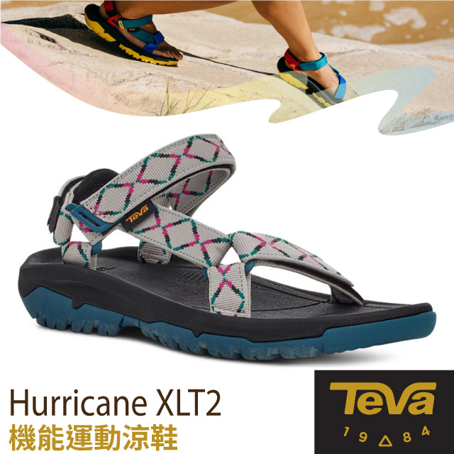 【美國 TEVA】抗菌 女 Hurricane XLT2可調式耐磨排汗運動織帶涼鞋/1019235 DCGY 鑽石城堡灰✿30E010